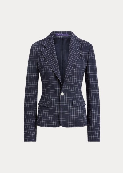 Chaquetas Ralph Lauren Mujer Azul Marino / Creme - Baldwin Checked Wool - AJVCY0628